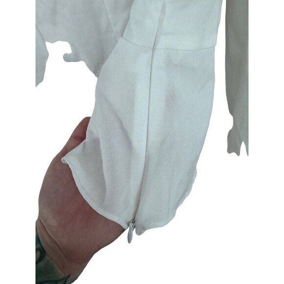 Storets long puff sleeve peplum fitted blouse size M victorian cottage clean - Picture 4 of 7